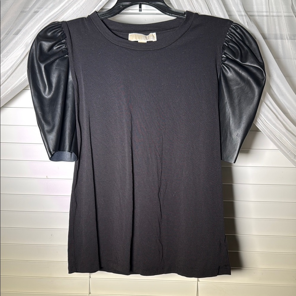 MICHAEL Michael Kors Black Puff Sleeve Boxy Blouse